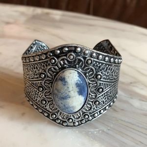 Silver and faux stone cuff